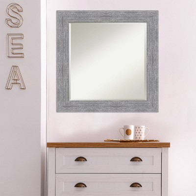 25" x 25" Gray Rustic Wood Framed Wall Mirror