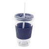 Mr. Coffee Sip Savvy 4 Piece 15 Ounce Silicone Sleeve Glass Cup Set w/ Lid and Straw - 2 of 4