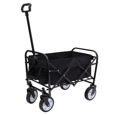 Vynxaria Collapsible Foldable Wagon Cart, Heavy Duty Utility Cart for Beach, Camping, Shopping, Sports, Gardening, Fishing, Supports 225lbs, Black
