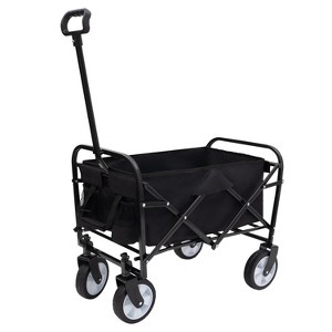 Vynxaria Collapsible Foldable Wagon Cart, Heavy Duty Utility Cart for Beach, Camping, Shopping, Sports, Gardening, Fishing, Supports 225lbs, Black - 1 of 4