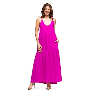 Maternity Lightweight Spaghetti Strap Pocket Maxi Dress - 24seven Comfort Apparel™ - 1 of 4