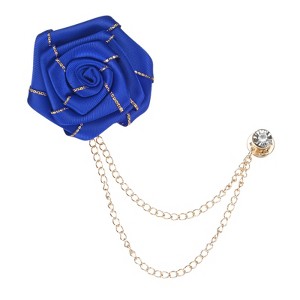 Unique Bargains Cloth Flower Lapel Pin with Gold Badge Tassel Chain Brooches 1.57 inch 1 Pc - 1 of 4