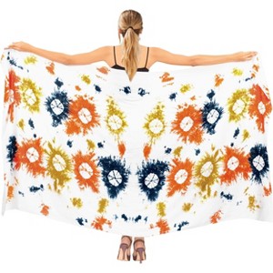 LA LEELA Women's Wrap Sarong Cover up Swimwear Wraps One Size Pearl Tie Dye - 1 of 4