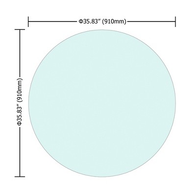 VYNXARIA 36" Inch Round Tempered Glass Table Top Clear Glass 1/4" Inch Thick Flat Polished Edge