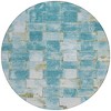 Teal Blue And Khaki Striped Washable Indoor Outdoor Area Rug - 4 of 4