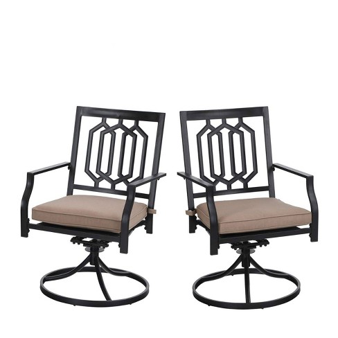 2pc Outdoor Metal Swivel Rocking Chairs, Cushions For Outdoor Metal Rocking Chairs