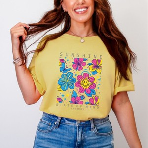 Simply Sage Market S.W.Smiley Sunshine State of Mind Floral Garment Dyed Tee - 1 of 4