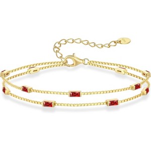 Dainty Sterling Silver Birthstone Bracelet, Simple Charm Link Jewelry for Birthday & Christmas - 1 of 4