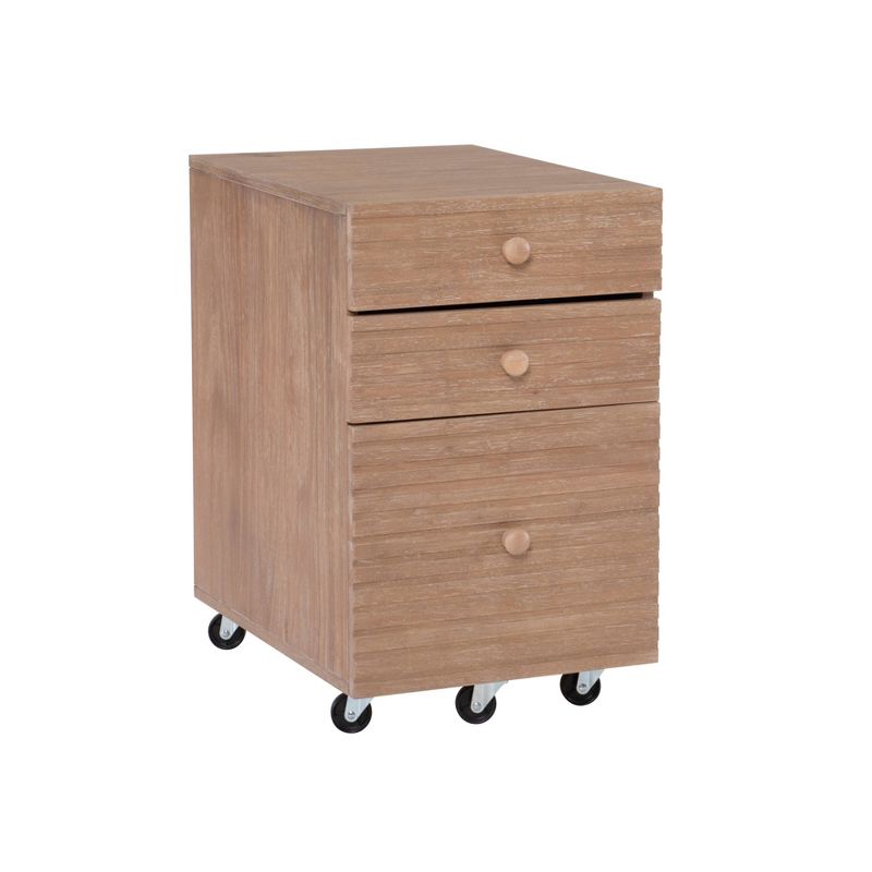 Wedeln 3 Drawer Rolling File Cabinet Natural Finish Wood - Powell, 6 of 16