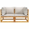 vidaXL Corner Sofa Light grey Solid acacia wood, Polyester Medium - 2 of 4