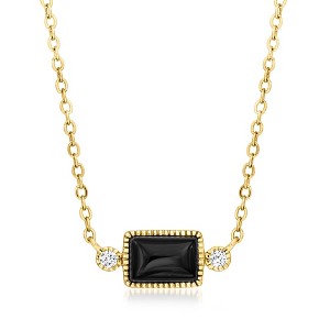 Pure Collection by Ross-Simons Onyx Necklace With Diamonds in 14kt Yellow Gold Size 18 - 1 of 3