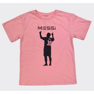 Girls' Messi Silhouette Short Sleeve Graphic T-Shirt - Pink - 1 of 3