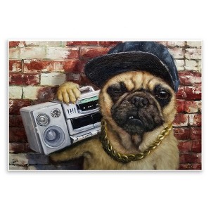 Stupell Industries Urban Pug Dog Boombox Music Chain Necklace Wall Plaque Art - 1 of 4