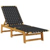 vidaXL 2-Piece Sun Loungers Set in Black Olefin Fabric and Acacia Wood - Adjustable, Durable, Low Maintenance for Patio/Garden - 3 of 4