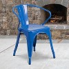 Emma and Oliver Commercial Grade Colorful Metal Indoor-Outdoor Chair with Arms - 2 of 4