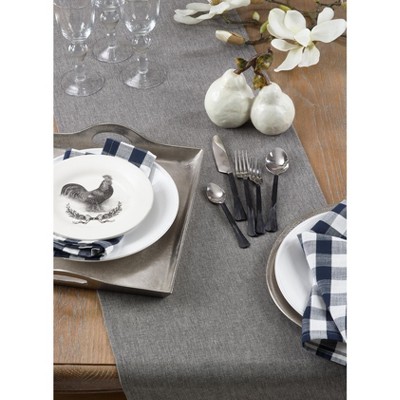 Solid Grey Cotton Table Runner, 72" Long