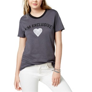 Carbon Copy Womens I'm Exclusive Embellished T-Shirt, Grey, Large - 1 of 1