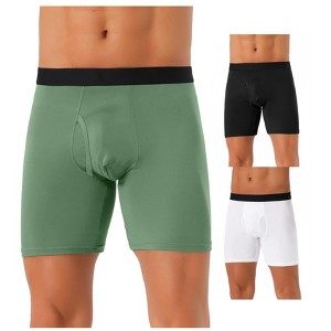 INSPIRE CHIC Men's 3 Pack Solid Color Soft Stretch Open-fly Basic Boxer Briefs - 1 of 4