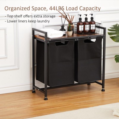 Laundry Hamper, Laundry Sorter 4 Section Laundry Basket Organizer with Removable Laundry Bag and Top Shelf