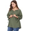Agnes Orinda Women's Plus Size Tie Tassel V Neck Hollow Bowknot Long Sleeve Casual Blouses - 2 of 4