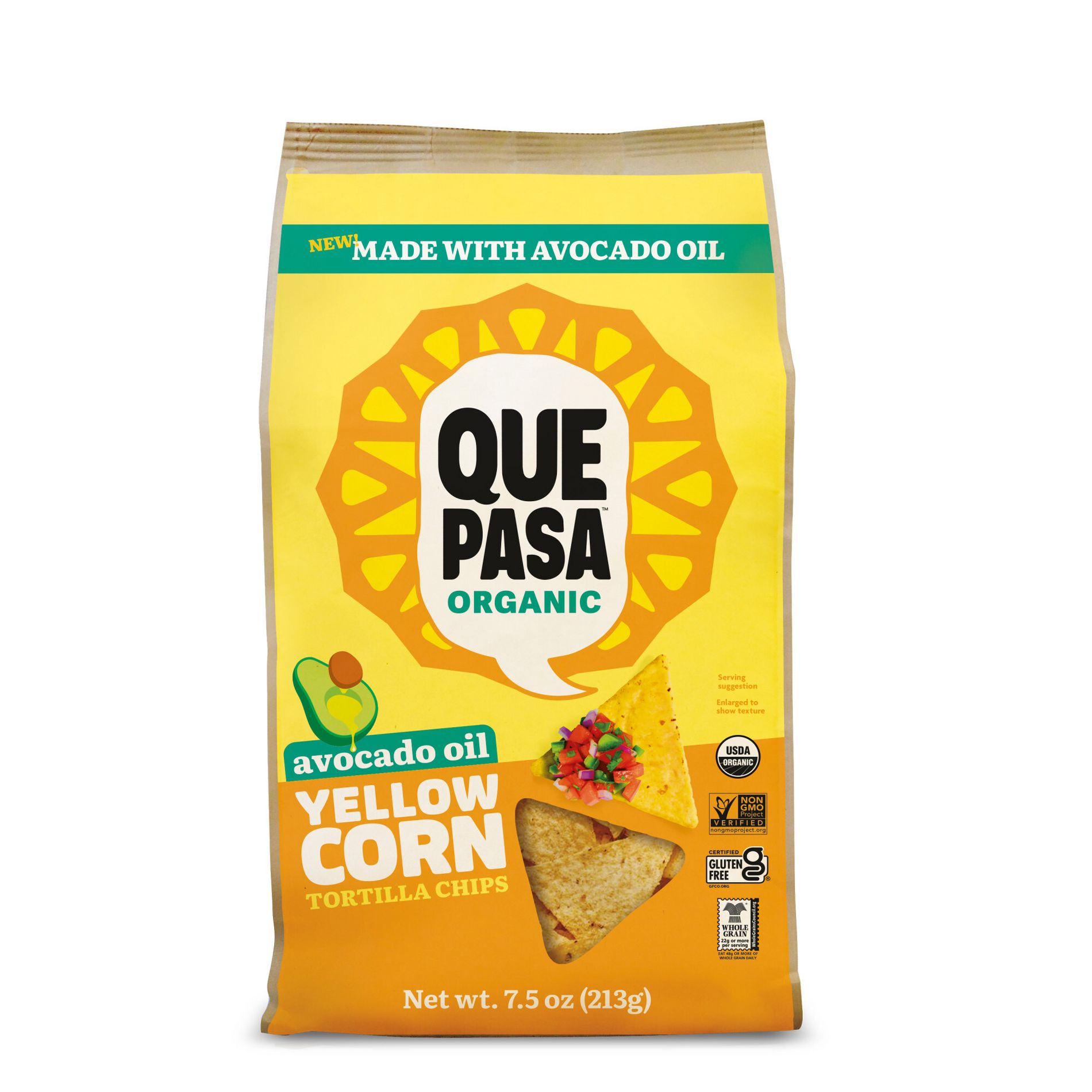 Que Pasa Organic Avocado Oil Yellow Tortilla Chips - 7.5oz