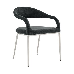 HomeRoots Set of Two Gray And Silver Upholstered Polyester Open Back Dining Arm Chairs - 1 of 4