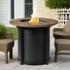 Gulches 30" Round Propane Gas Fire Pit Table - 50,000 BTU Steel Fire Pit with Faux Wood Grain, Glass Beads & Rain Cover, Portable - 4 of 4