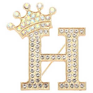 Unique Bargains Women Rhinestone Initial Alphabet Badges Pins and Clips - 1 of 4
