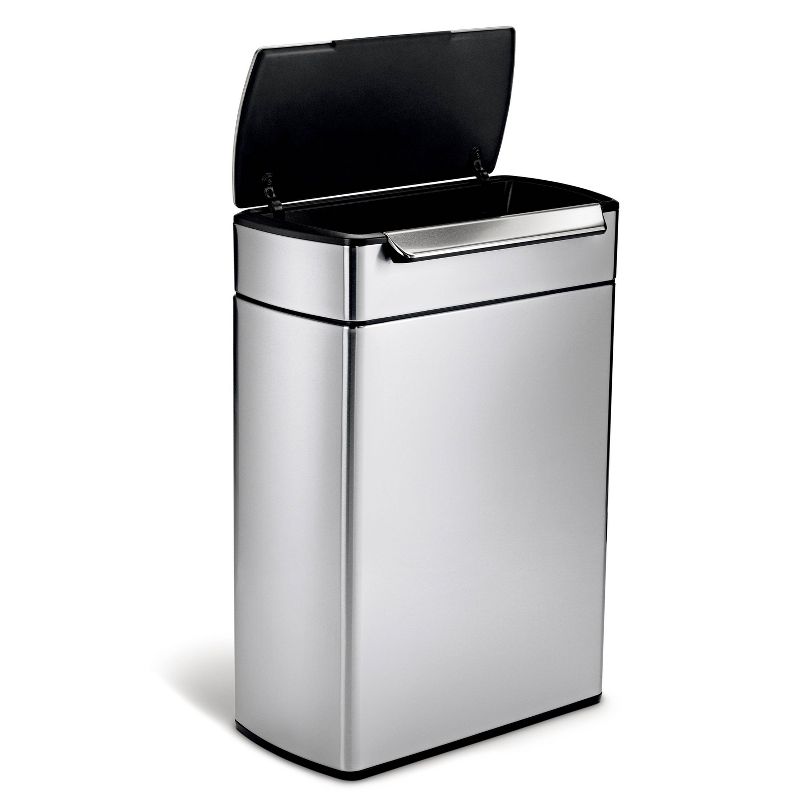 simplehuman 48L Touch Bar Dual Compartment Step Kitchen Trash Can Recycler Stainless Steel, 3 of 7