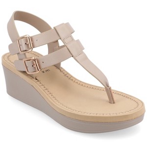 Journee Collection Womens Bianca Wedge Heel Buckle Sandals - 1 of 4