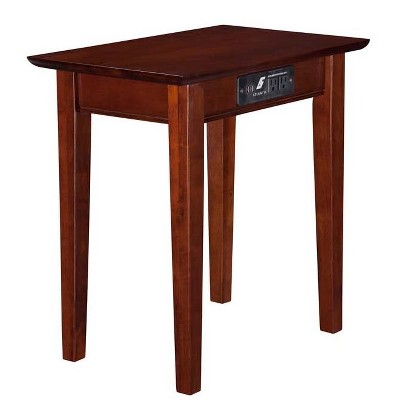 AFI Furnishings Shaker Chair Side Table with Charging Station in Walnut