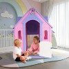 Kids Cottage Playhouse with Magnetic Dartboard, Basketball Hoop, Ring Toss & Soccer Goal – Indoor & Outdoor Playhouse - 3 of 4