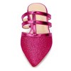 Allegra K Women's T-Strap Sparky Glitter Slip-On Pointed Toe Flats Mules - 2 of 4