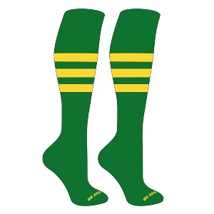 MK Socks Striped OTC Baseball, Softball, Football Socks (A) Kelly Green, Yellow - 1 of 3