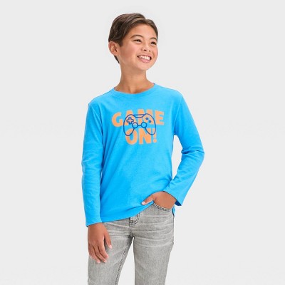 Boys' Long Sleeve 'game On!' Graphic T-shirt - Cat & Jack™ Blue : Target
