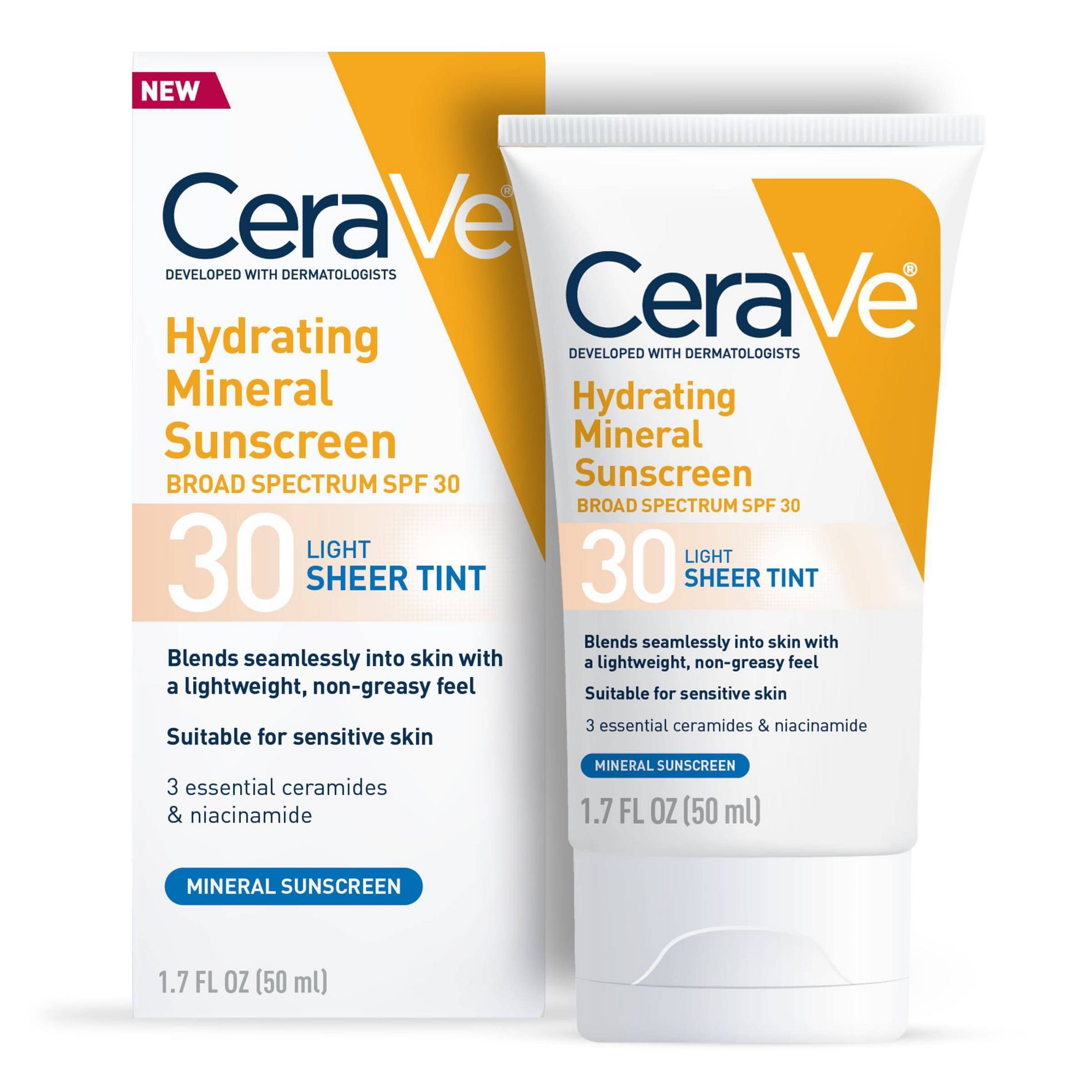 CeraVe Hydrating Mineral Tinted Face Sunscreen Lotion - SPF 30 - Light - 1.7 fl oz