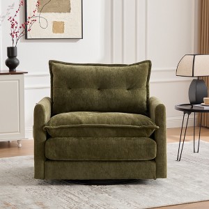 Racxily Mid-Century 360° Swivel Barrel Chair – Plush Padded Ergonomic Chair, 300LBS Solid Metal Base, Multi-Colors for Living Room & Bedroom - 1 of 4