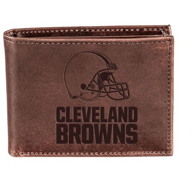 Evergreen NFL Cleveland Browns Brown Leather Bifold Wallet Officially Licensed with Gift Box