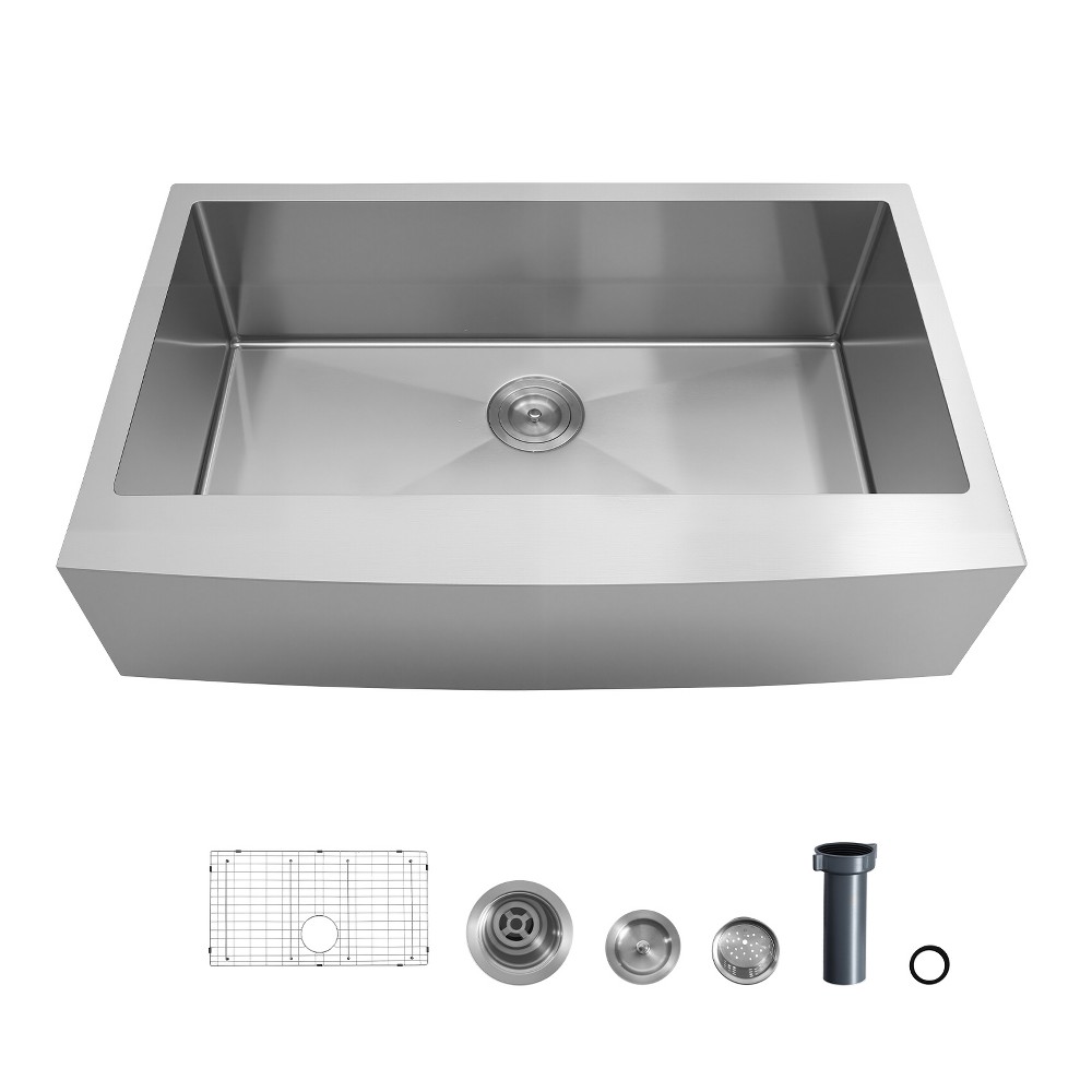 VEVOR 33-inch Kitchen Undermount Single Bowl Sinks, Stainless Steel Drop-In Farmhouse Basin with Accessories, Household Dishwasher Sinks for RV, Prep