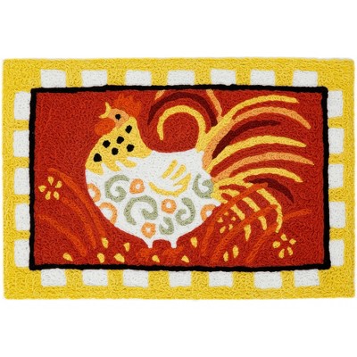 Jellybean Kitchen Cock-A-Doodle Rooster Doormat – Colorful Indoor/Outdoor Doormat, 20" x 30"