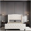 Platform Bed Frame Modern Upholstered with Wingback Headboard for Bedroom Queen Size - 3irtyhousy - 2 of 4