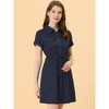INSPIRE CHIC Women's Jean Chambray Summer Casual Button Down Denim Dresses - 2 of 4