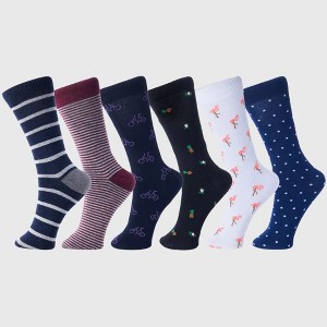 Alpine Swiss Mens Cotton 6 Pack Dress Socks Solid Ribbed Argyle Shoe Size 6-12 - 1 of 4