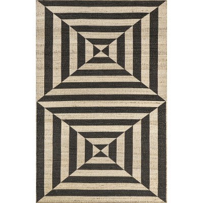 Nuloom Aleetza Southwestern 8x10 Jute Indoor Area Rug for Dining Room Rug Neutral Rug Living Room Rug, Dark Grey