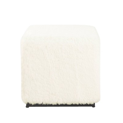 Large white fur deals ottoman