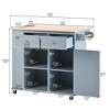 Rolling Kitchen Island Cart, with Wood Desktop, Cabinet and Drawers, Spice Rack, Towel Rack, Wine Rack, for Kitchen, Dining - 2 of 4