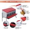 Chicken Nesting Box, 3 Compartment Roll Away Design for High-Volume Egg Collection and Easy Wall Mounting with Metal Legs - 4 of 4