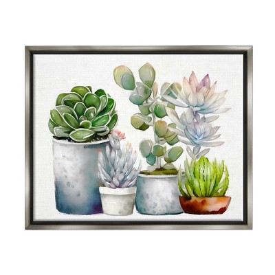 Stupell Industries Mixed Botanicals Floral Succulents Framed Floater Canvas Wall Art