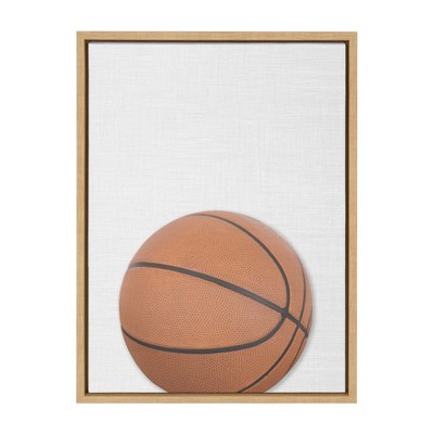 18" x 24" Sylvie Color Basketball Portrait Framed Canvas Natural - DesignOvation