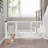 PawHut Adjustable Wooden Pet Gate, Freestanding Dog Fence for Doorway Hall, 3 Panels w/ Safety Barrier Lockable Door - image 2 of 4